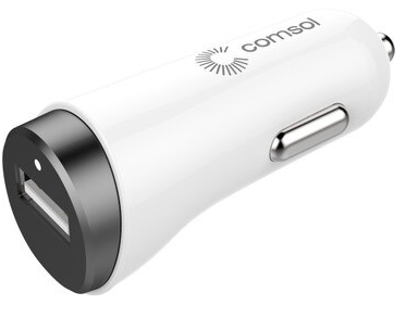 Comsol Single Port USB Car Charger 2.4A (12W) - Black/White